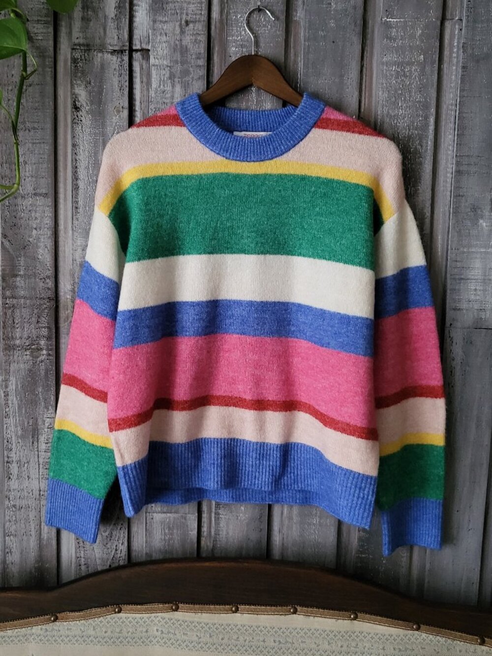 Multicolor Striped Crewneck Knit Sweater Medium